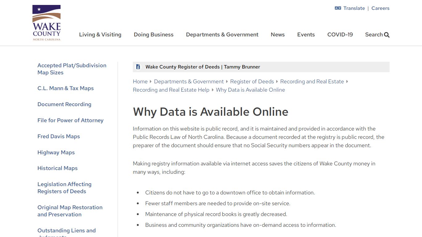 Why Data is Available Online | Wake County Government