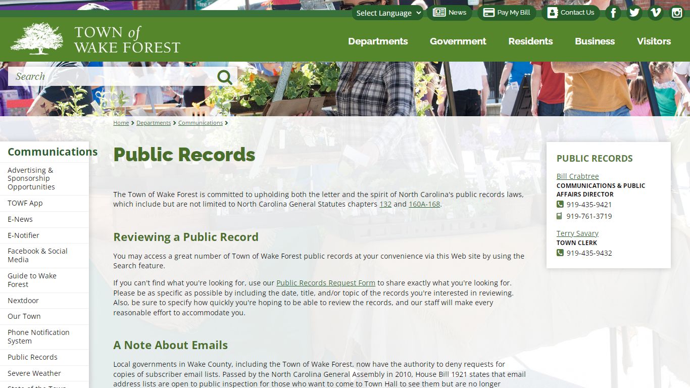 Public Records | Town of Wake Forest, NC